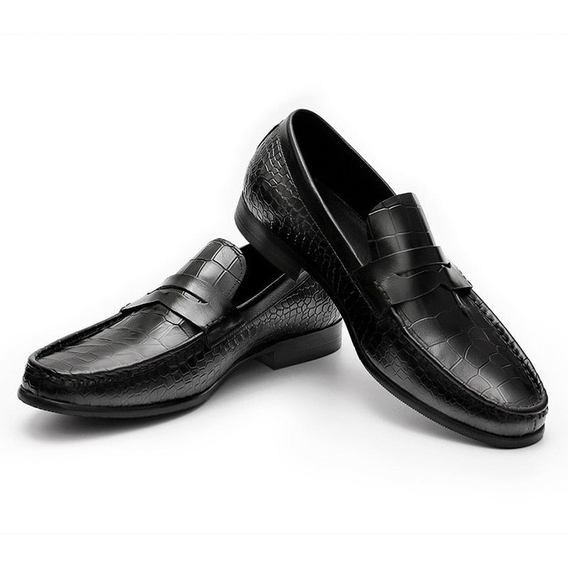 Pánské Mokasíny Luxusní Croctex Slip On Brogues - Černá