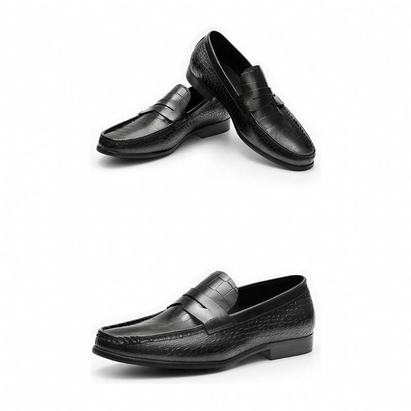 Pánské Mokasíny Luxusní Croctex Slip On Brogues - Černá