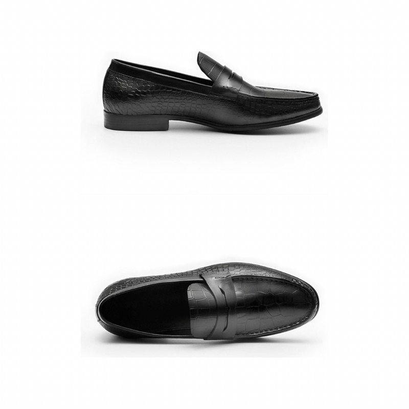 Pánské Mokasíny Luxusní Croctex Slip On Brogues - Černá