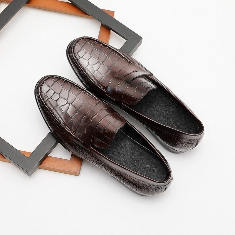 Pánské Mokasíny Luxusní Croctex Slip On Brogues - Káva