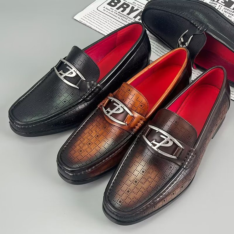 Pánské Mokasíny Modish Z Pravé Kůže Slip On - Černá