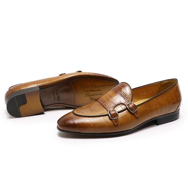 Pánské Mokasíny Monk Strap Slip On - Káva