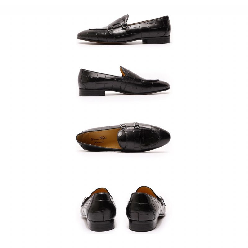 Pánské Mokasíny Monk Strap Slip On - Černá