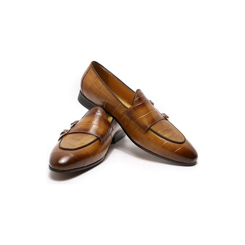 Pánské Mokasíny Monk Strap Slip On - Káva