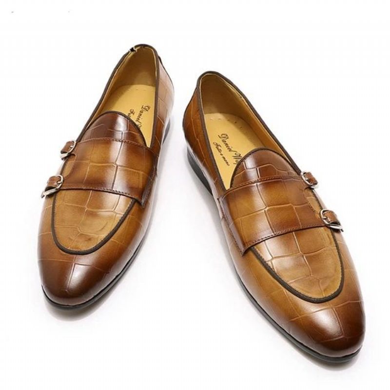 Pánské Mokasíny Monk Strap Slip On - Káva