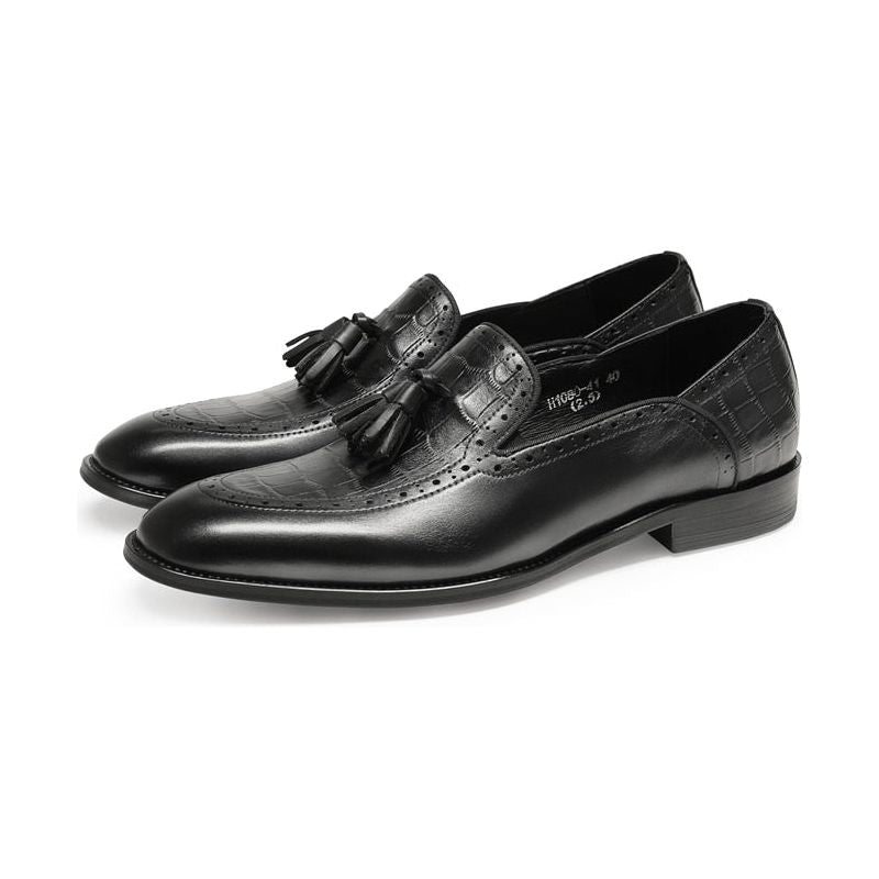 Pánské Mokasíny Retro Šik Klasický Tassel Leather Brogue - Černá