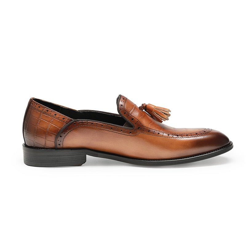 Pánské Mokasíny Retro Šik Klasický Tassel Leather Brogue - Káva