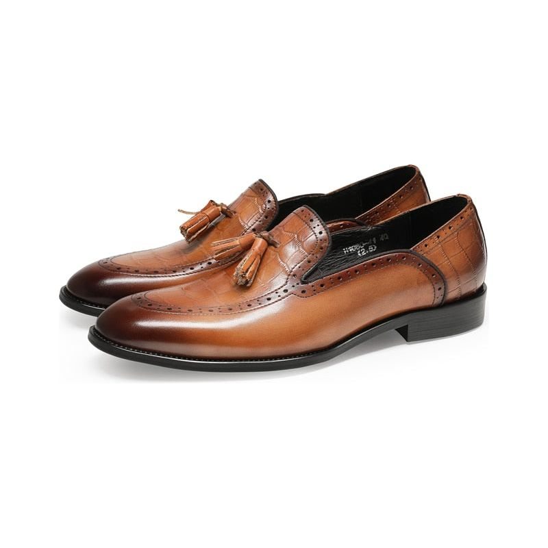 Pánské Mokasíny Retro Šik Klasický Tassel Leather Brogue - Káva