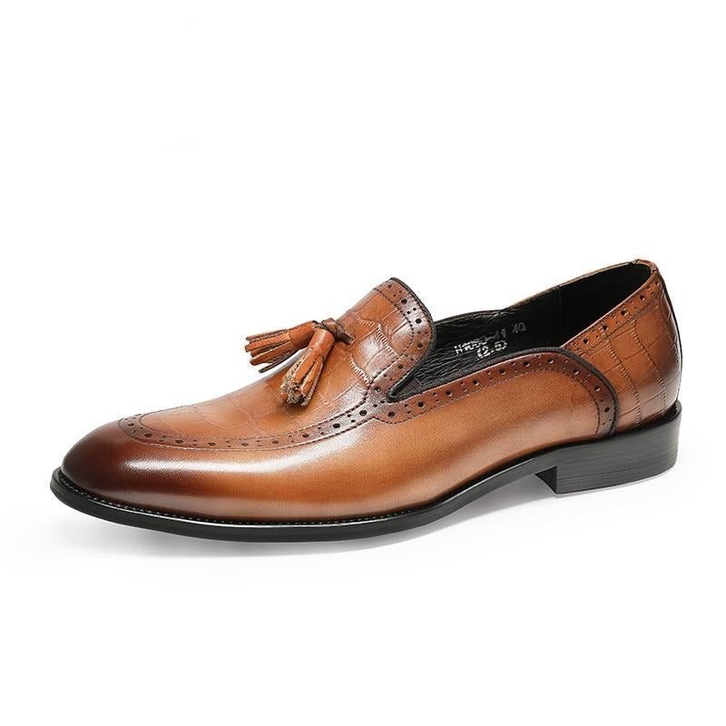 Pánské Mokasíny Retro Šik Klasický Tassel Leather Brogue - Káva