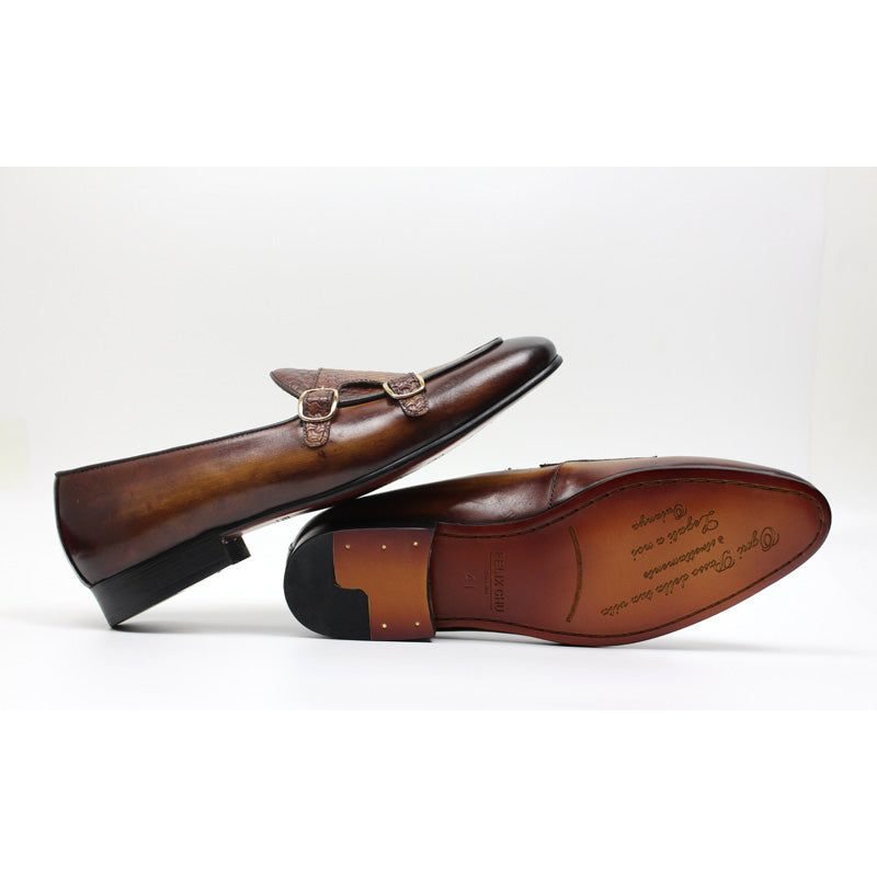 Pánské Mokasíny Suave Kožené Svatební Monk Strap - Káva