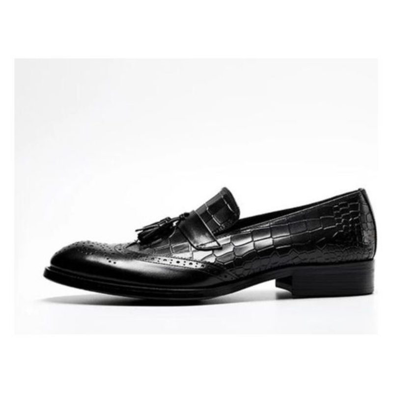 Pánské Mokasíny Vintage Tassel Brogue Společenské Boty - Černá