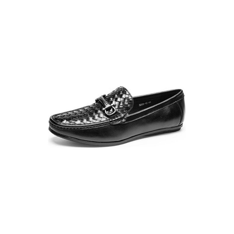 Pánské Mokasíny Weavingluxe Leather Slip On - Černá 2