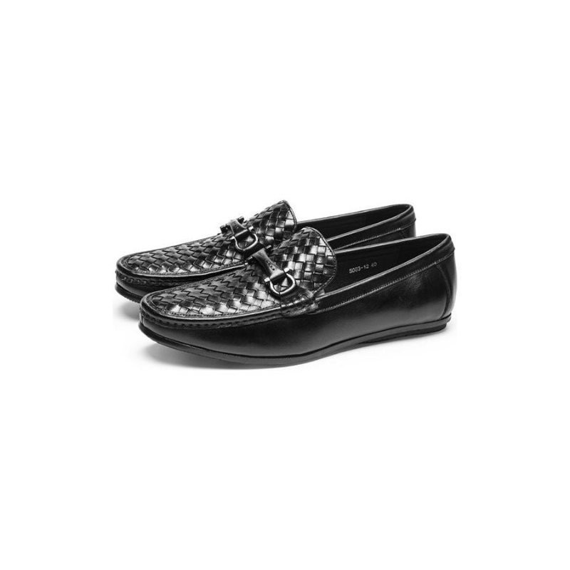 Pánské Mokasíny Weavingluxe Leather Slip On - Černá 2