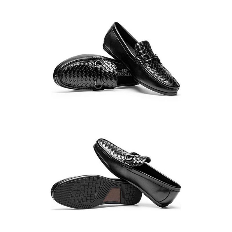 Pánské Mokasíny Weavingluxe Leather Slip On - Černá 2