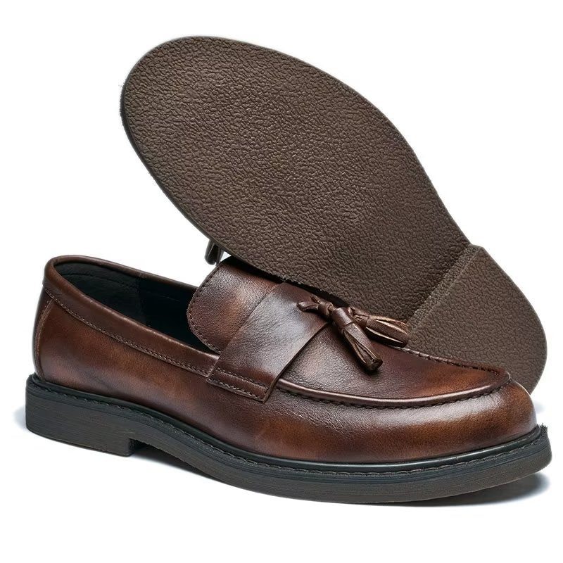 Pánské Mokasíny Z Hovězí Kůže Slip On - Káva