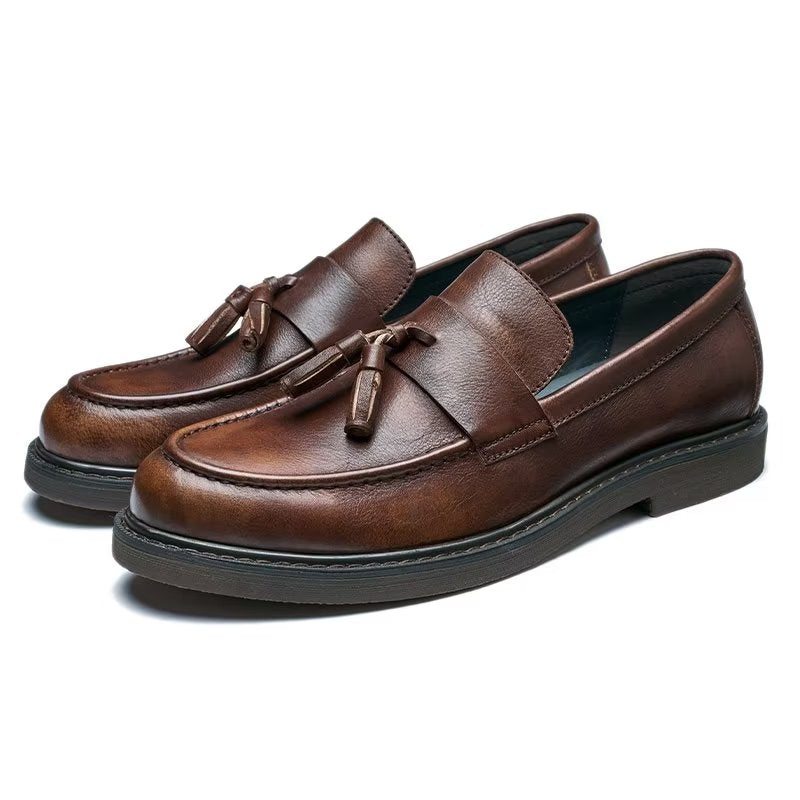 Pánské Mokasíny Z Hovězí Kůže Slip On - Káva