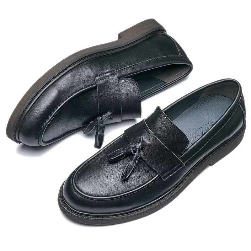 Pánské Mokasíny Z Hovězí Kůže Slip On - Černá