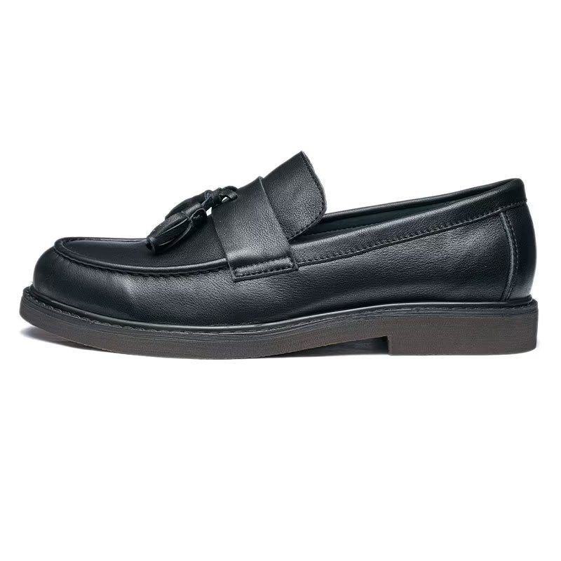 Pánské Mokasíny Z Hovězí Kůže Slip On - Černá