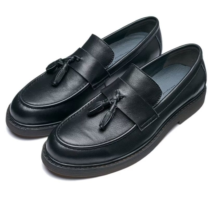 Pánské Mokasíny Z Hovězí Kůže Slip On - Černá