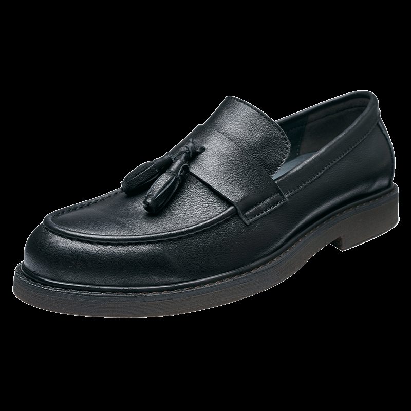 Pánské Mokasíny Z Hovězí Kůže Slip On - Černá