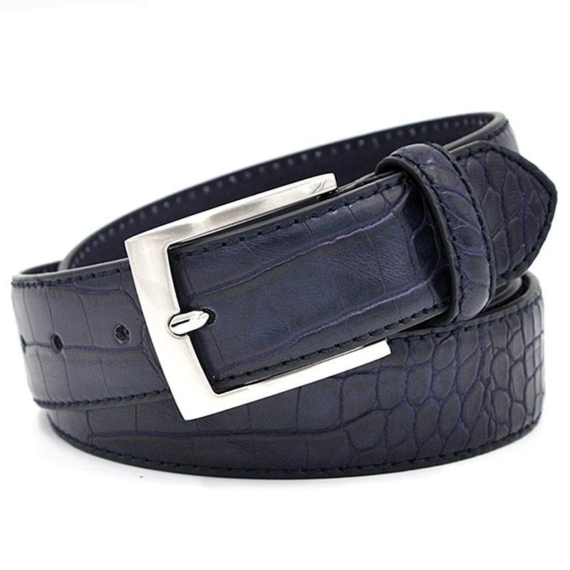 Pánské Opasky Alligator Luxury Textured Leather Belt - Modrá