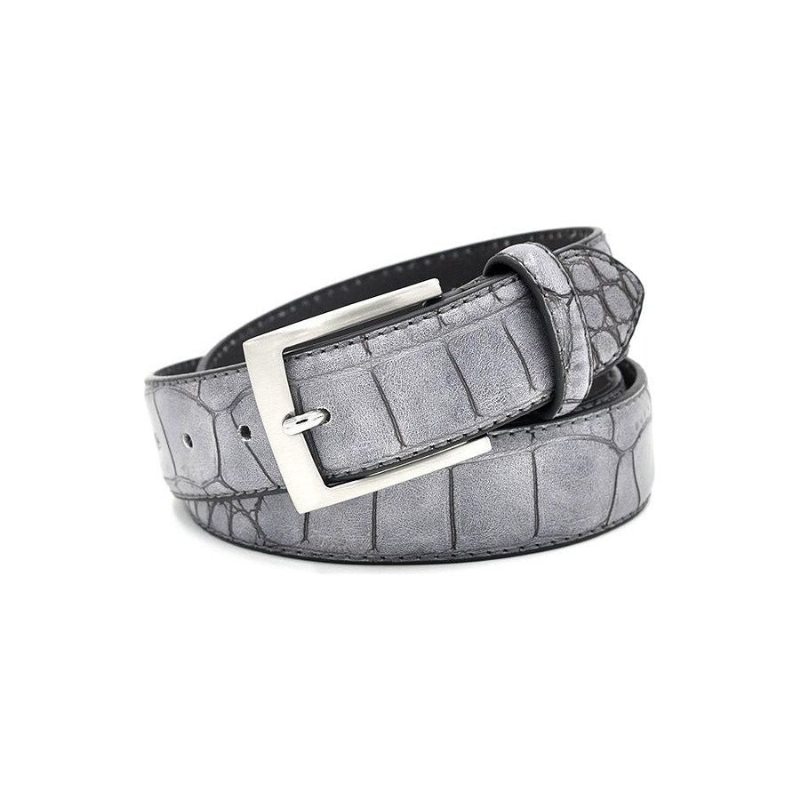 Pánské Opasky Alligator Luxury Textured Leather Belt - Šedá