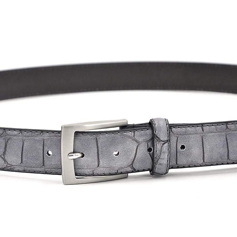 Pánské Opasky Alligator Luxury Textured Leather Belt - Šedá