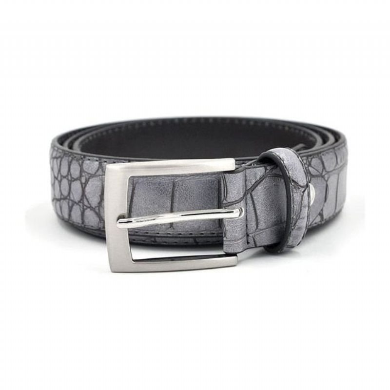 Pánské Opasky Alligator Luxury Textured Leather Belt - Šedá