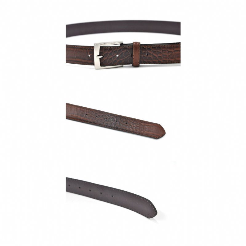 Pánské Opasky Alligator Luxury Textured Leather Belt - Šedá