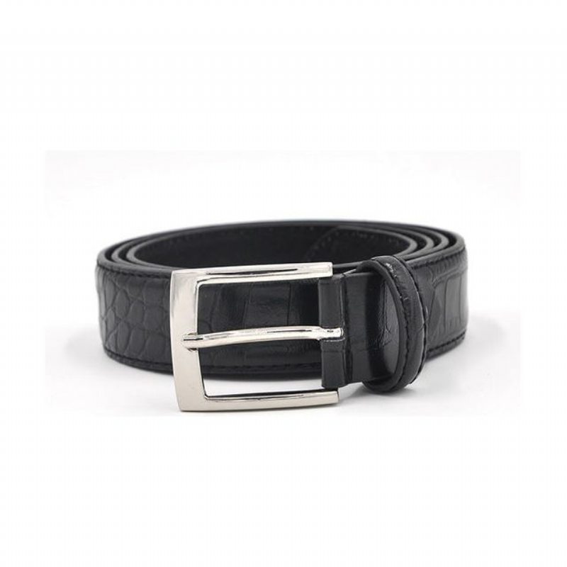 Pánské Opasky Alligator Luxury Textured Leather Belt - Černá