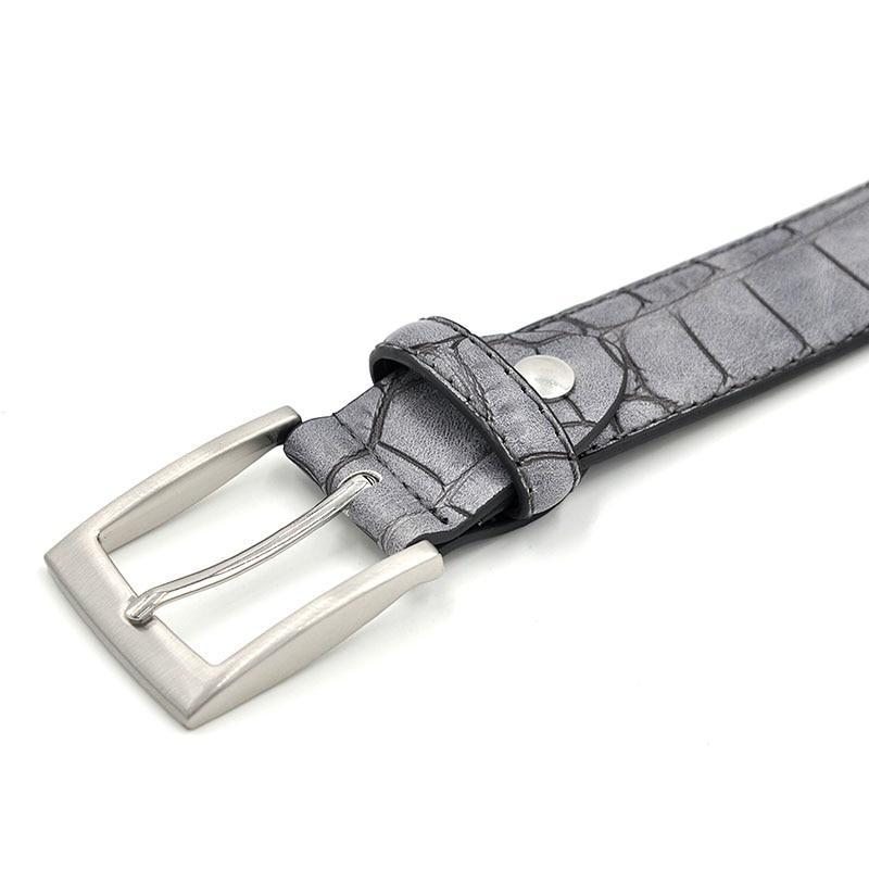 Pánské Opasky Alligator Luxury Textured Leather Belt - Šedá