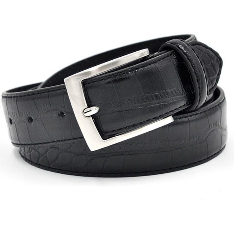 Pánské Opasky Alligator Luxury Textured Leather Belt - Černá