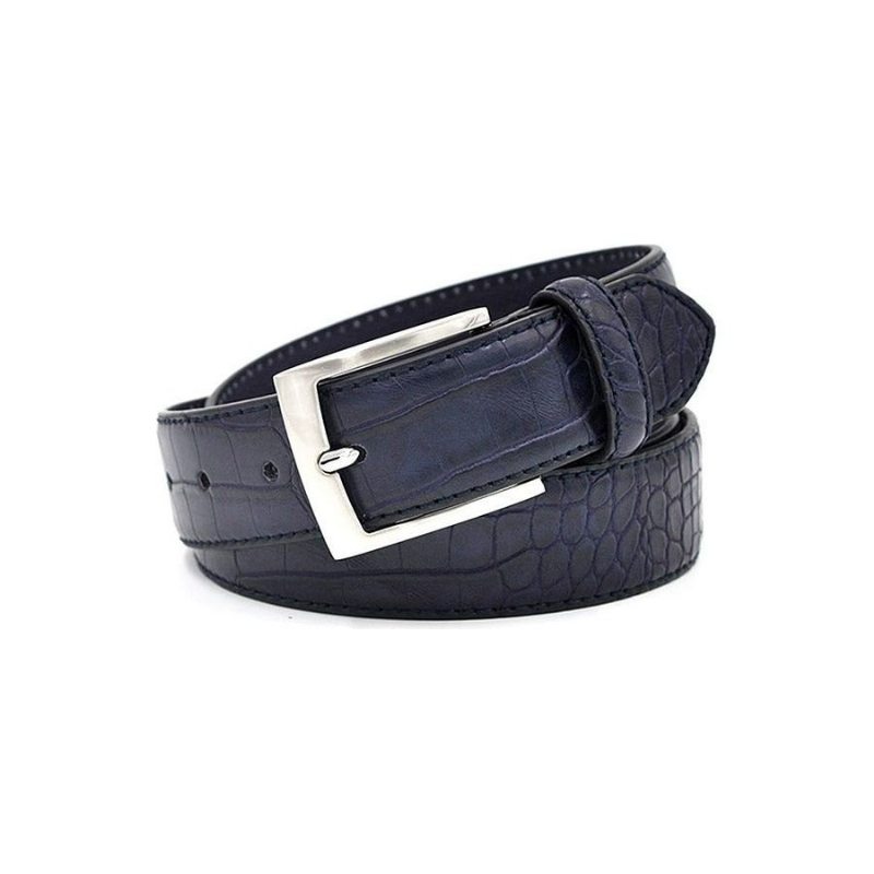 Pánské Opasky Alligator Luxury Textured Leather Belt - Modrá