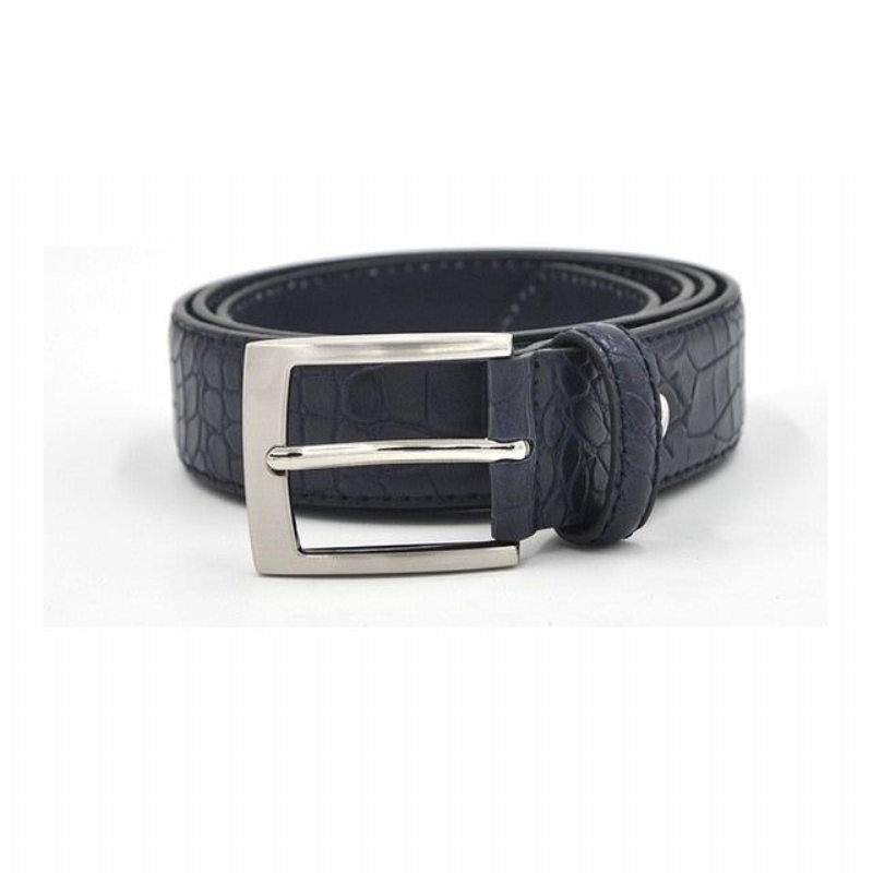 Pánské Opasky Alligator Luxury Textured Leather Belt - Modrá