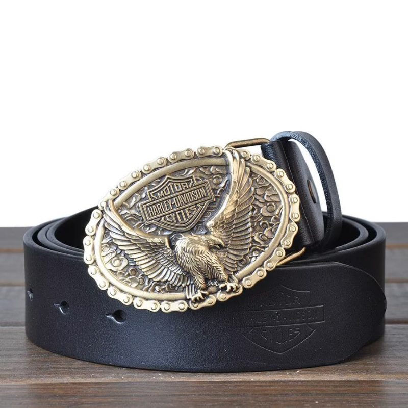 Pánské Opasky Eagle Embellished Belt - Black Eagle