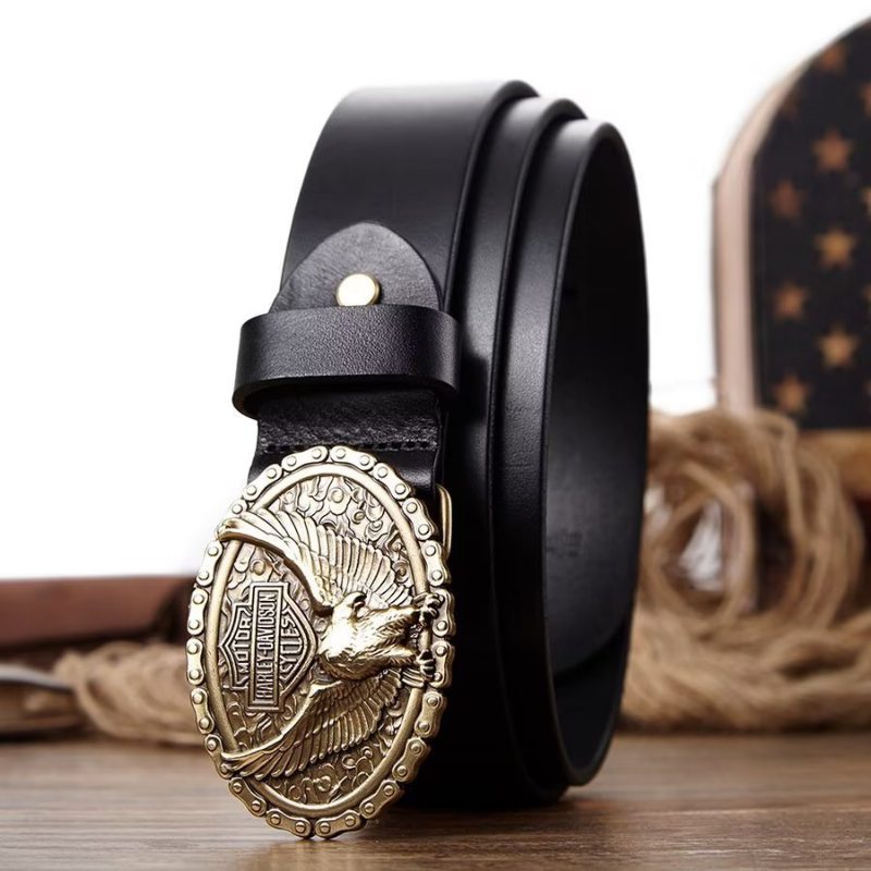 Pánské Opasky Eagle Embellished Belt - Black Eagle