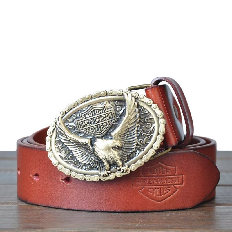 Pánské Opasky Eagle Embellished Belt - Red Eagle