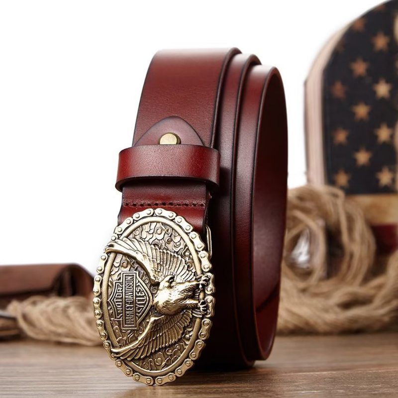 Pánské Opasky Eagle Embellished Belt - Red Eagle