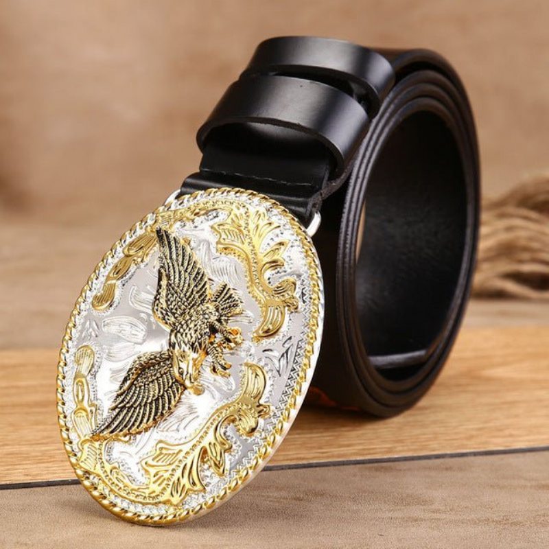 Pánské Opasky Golden Eagle Klasický Embossed Cowskin Belt - Černá