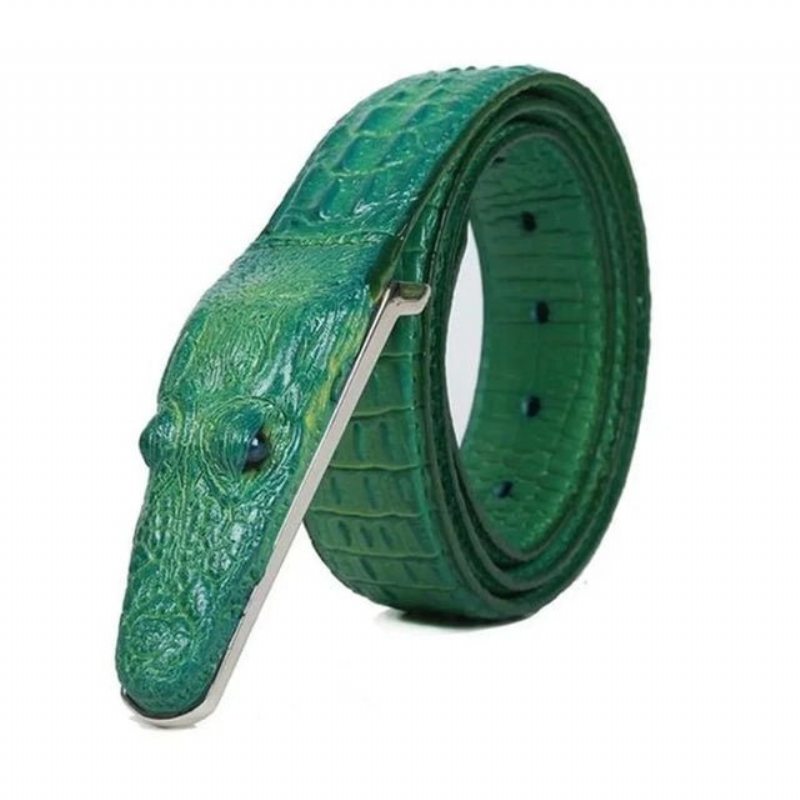 Pánské Pásky Klasický Alligator Print Kožený Pásek - Zelená