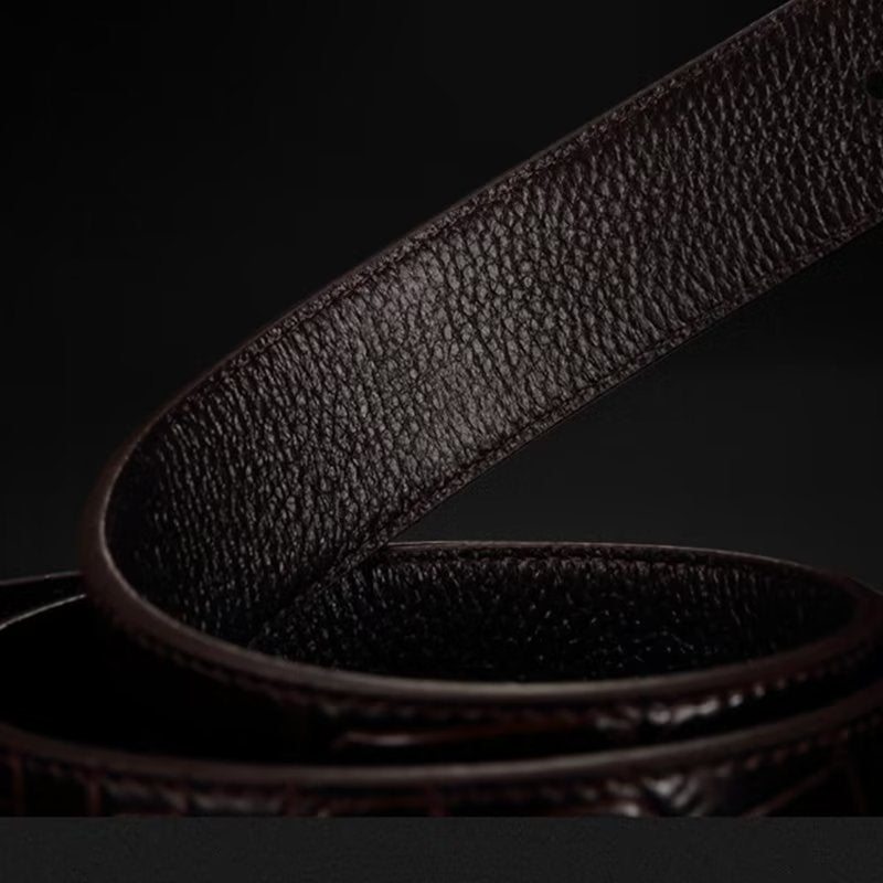 Pánské Pásy Exquisite Croc-embossed Leather Belt - Stříbro