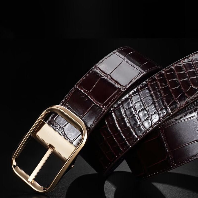 Pánské Pásy Exquisite Croc-embossed Leather Belt - Stříbro 1