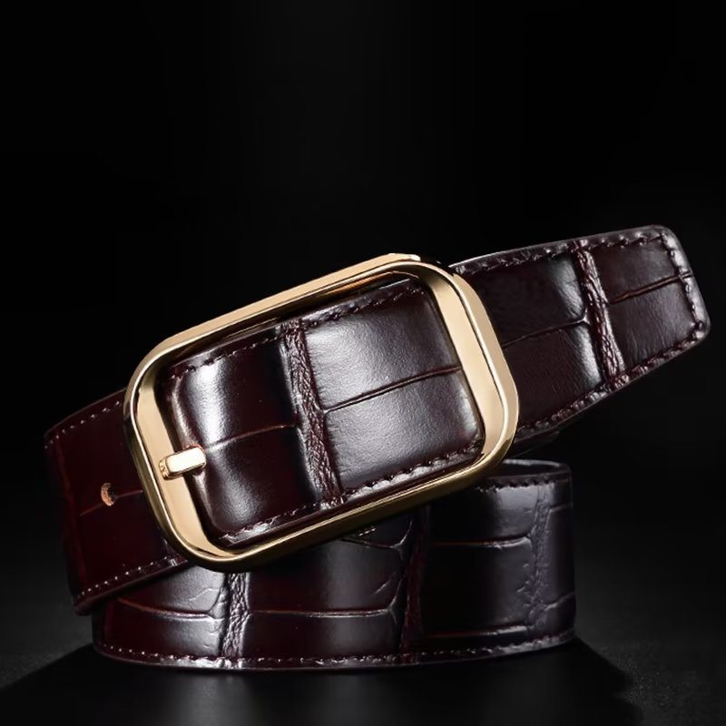 Pánské Pásy Exquisite Croc-embossed Leather Belt - Stříbro 1