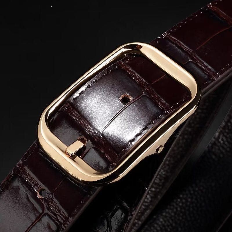 Pánské Pásy Exquisite Croc-embossed Leather Belt - Stříbro 1