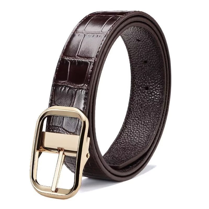 Pánské Pásy Exquisite Croc-embossed Leather Belt - Stříbro 1