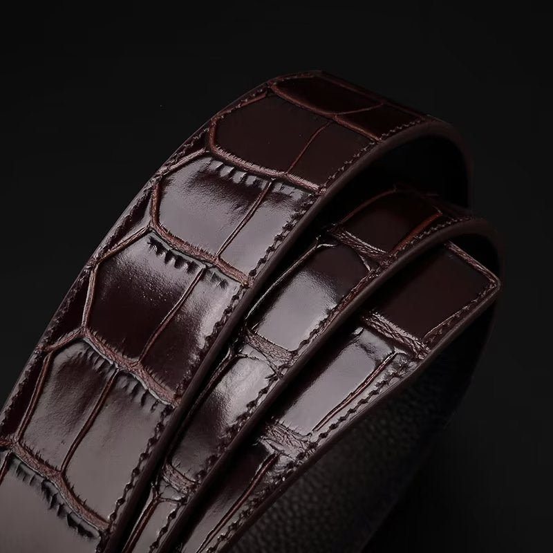 Pánské Pásy Exquisite Croc-embossed Leather Belt - Stříbro 1