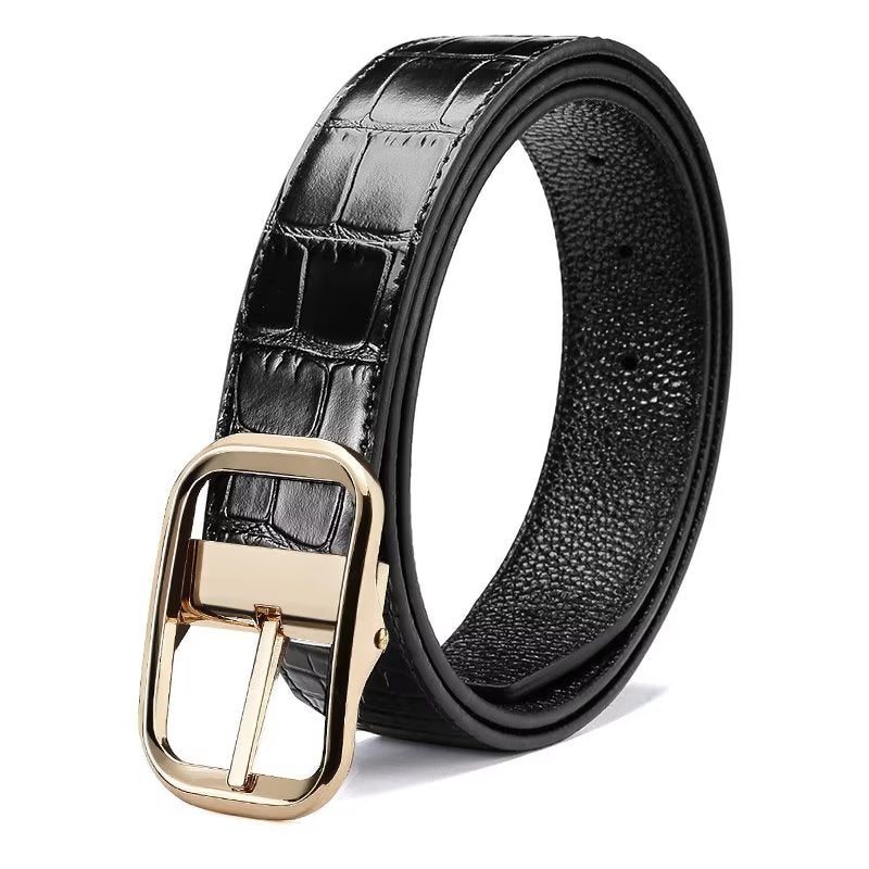 Pánské Pásy Exquisite Croc-embossed Leather Belt - Zlato