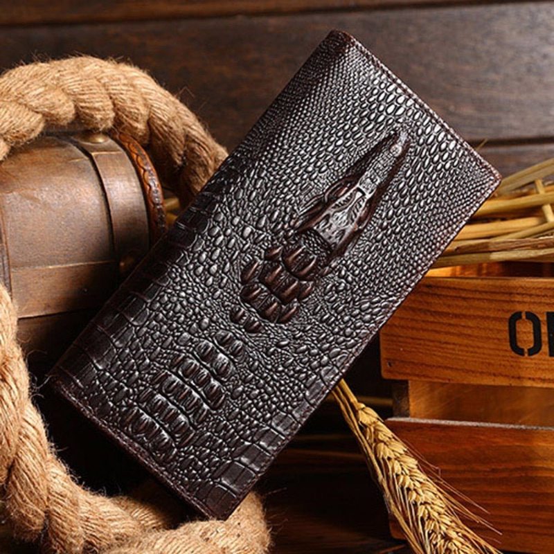 Pánské Peněženky Elegantní Peněženka Crocgloss Crocodile Pattern Standard - Káva