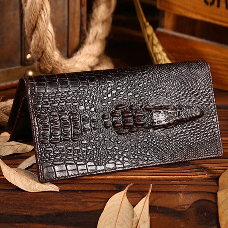 Pánské Peněženky Elegantní Peněženka Crocgloss Crocodile Pattern Standard - Káva