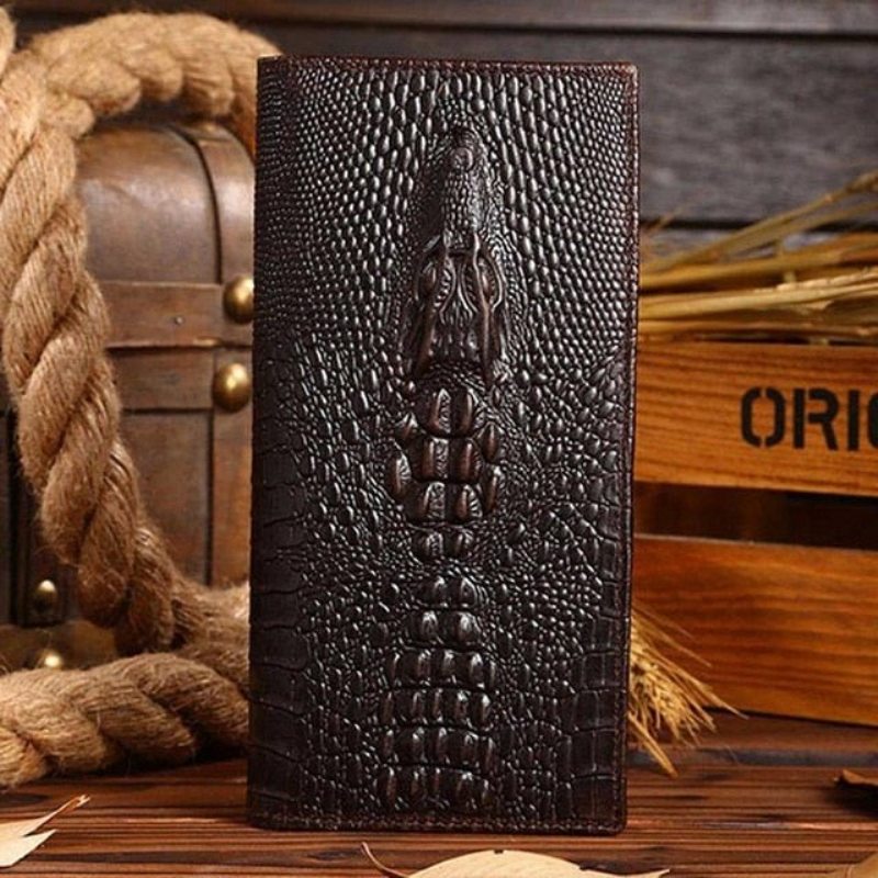 Pánské Peněženky Elegantní Peněženka Crocgloss Crocodile Pattern Standard - Káva